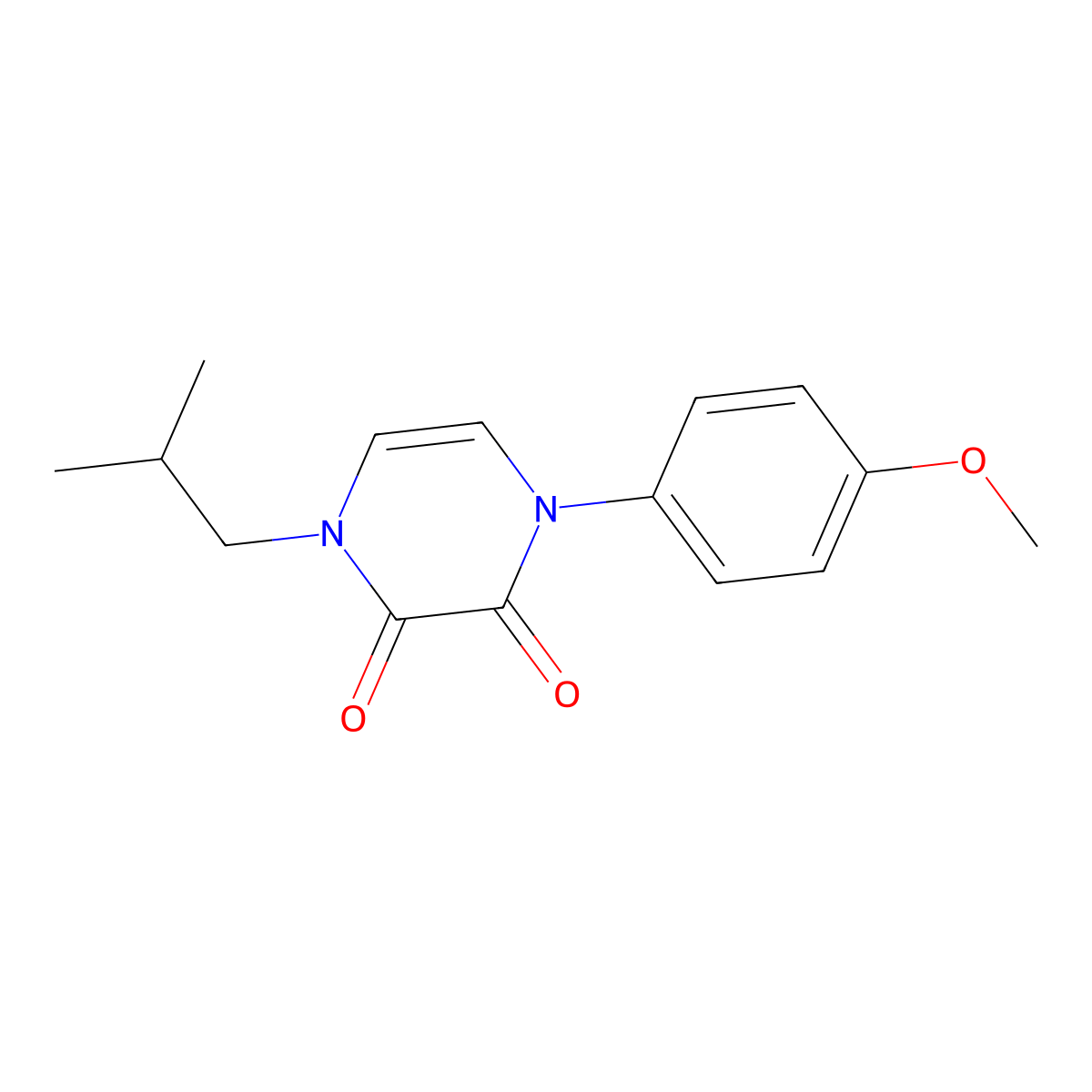 1-(4-Methoxyphenyl)-4-(2-methylpropyl)-1,2,3,4-tetrahydropyrazine-2,3-dione molecular structure, CAS 2877651-67-5