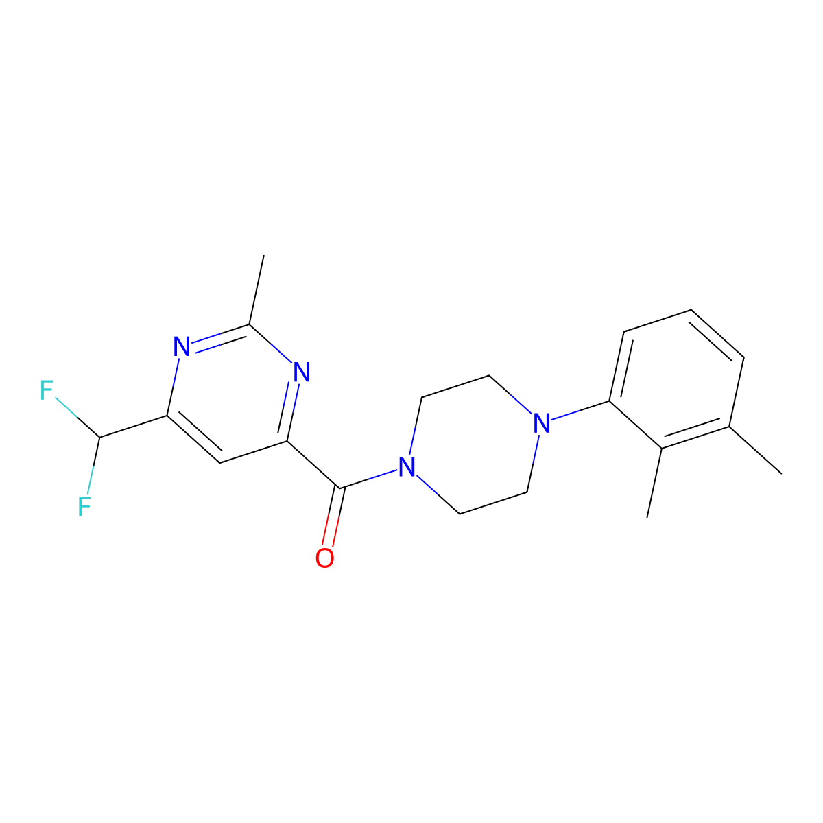 4-(Difluoromethyl)-6-[4-(2,3-dimethylphenyl)piperazine-1-carbonyl]-2-methylpyrimidine molecular structure, CAS 2877651-69-7