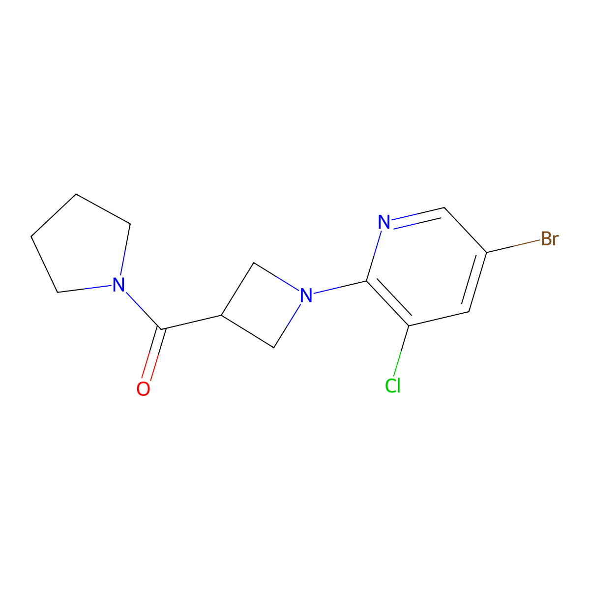 5-Bromo-3-chloro-2-[3-(pyrrolidine-1-carbonyl)azetidin-1-yl]pyridine molecular structure, CAS 2877651-71-1