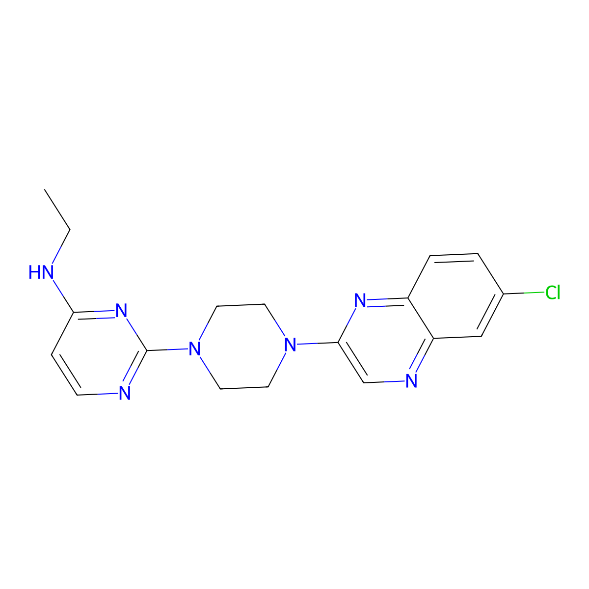 2-[4-(6-chloroquinoxalin-2-yl)piperazin-1-yl]-N-ethylpyrimidin-4-amine molecular structure, CAS 2877651-74-4