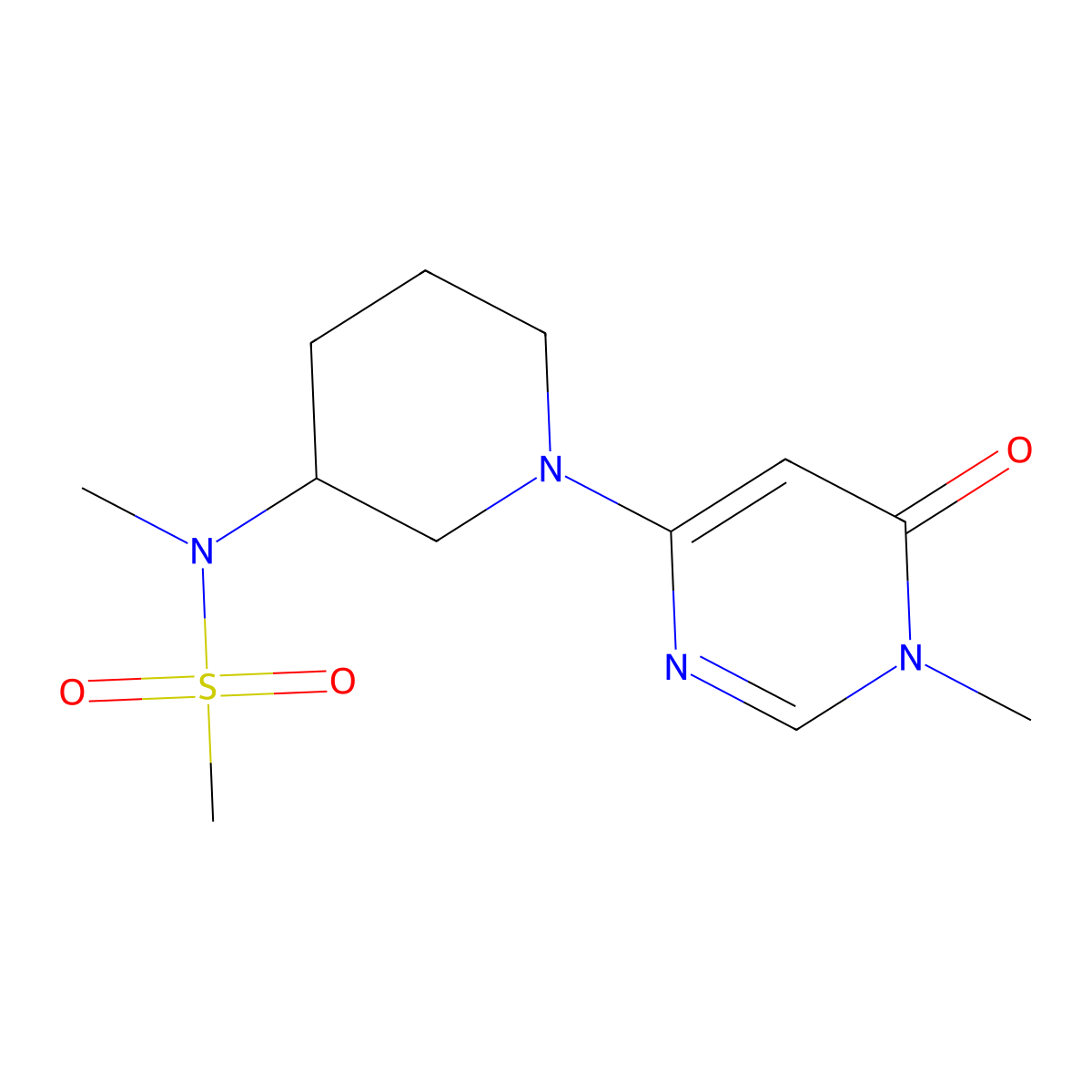 N-methyl-N-[1-(1-methyl-6-oxo-1,6-dihydropyrimidin-4-yl)piperidin-3-yl]methanesulfonamide molecular structure, CAS 2877651-75-5