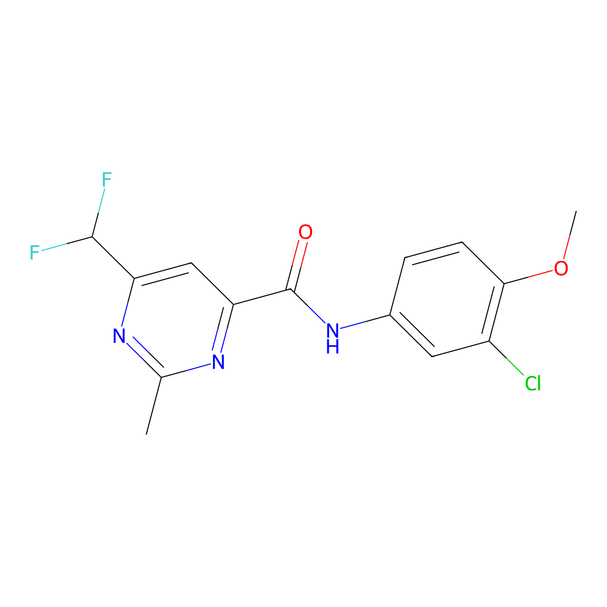 N-(3-chloro-4-methoxyphenyl)-6-(difluoromethyl)-2-methylpyrimidine-4-carboxamide molecular structure, CAS 2877651-79-9