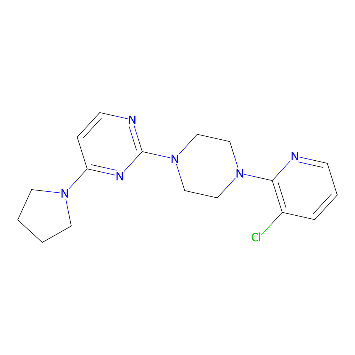 2-[4-(3-Chloropyridin-2-yl)piperazin-1-yl]-4-(pyrrolidin-1-yl)pyrimidine molecular structure, CAS 2877651-90-4