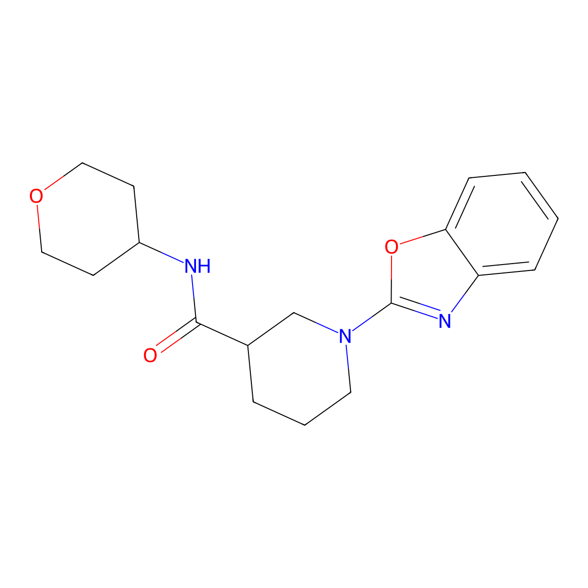 1-(1,3-benzoxazol-2-yl)-N-(oxan-4-yl)piperidine-3-carboxamide molecular structure, CAS 2877651-96-0
