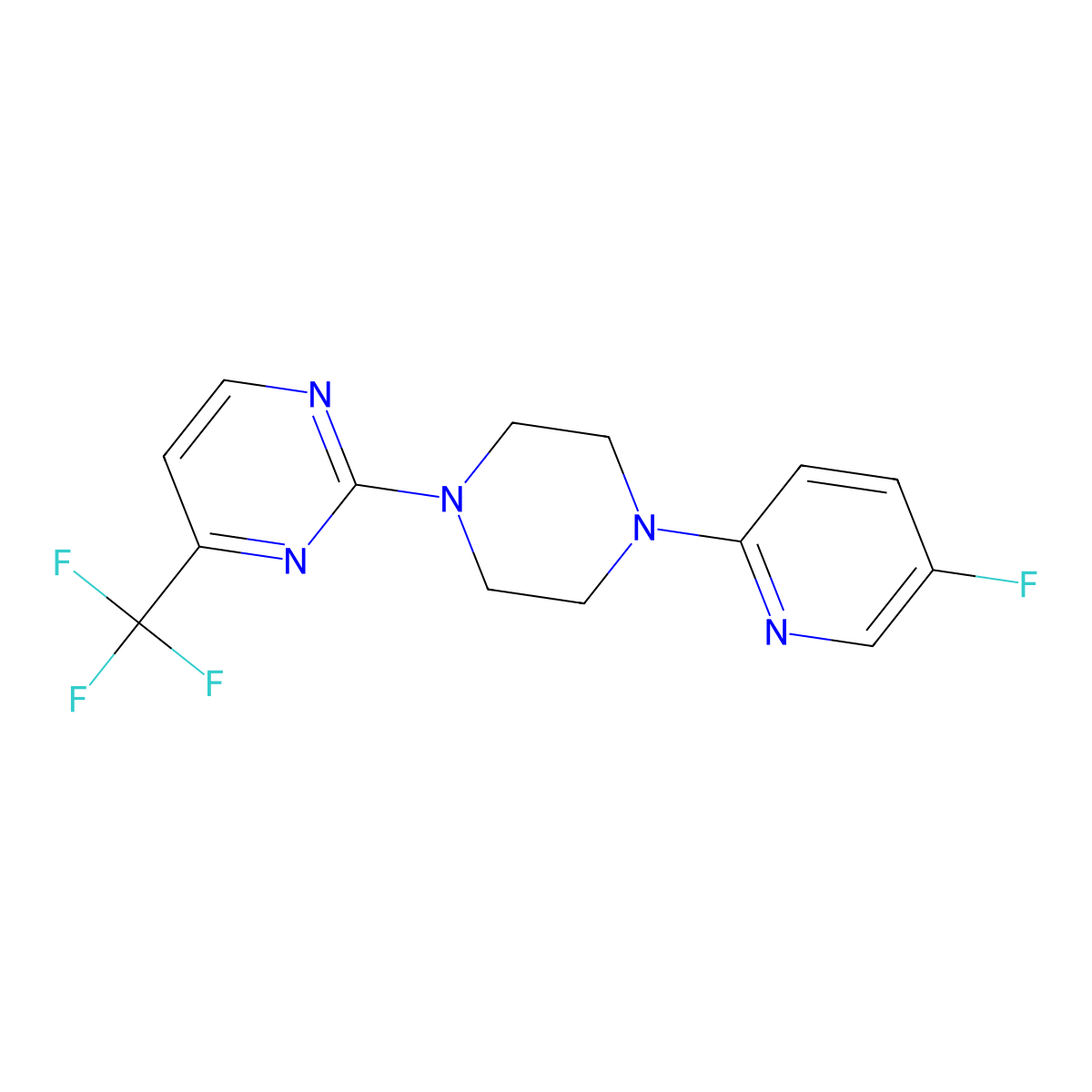 2-[4-(5-Fluoropyridin-2-yl)piperazin-1-yl]-4-(trifluoromethyl)pyrimidine molecular structure, CAS 2877652-01-0