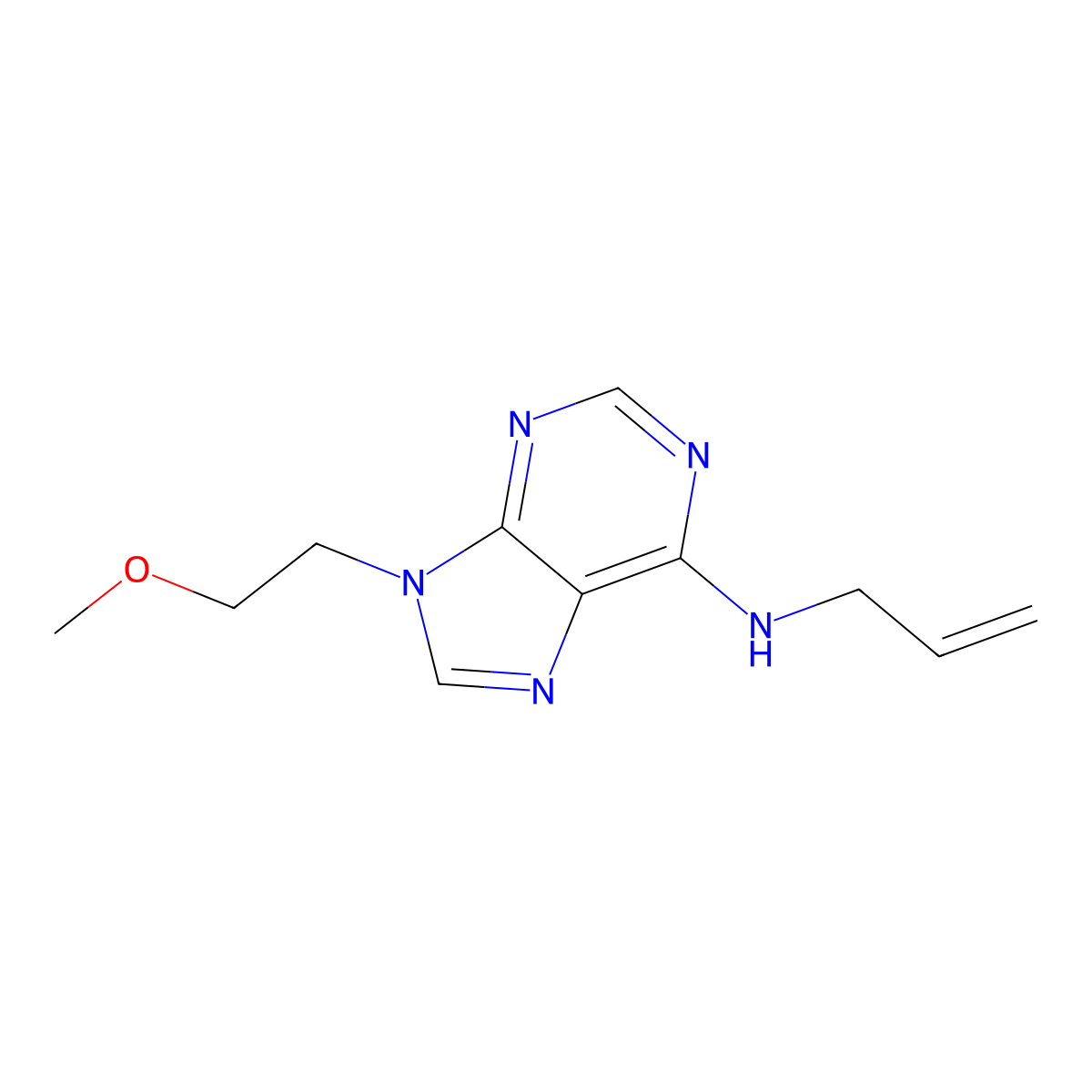 9-(2-methoxyethyl)-N-(prop-2-en-1-yl)-9H-purin-6-amine molecular structure, CAS 2877652-06-5