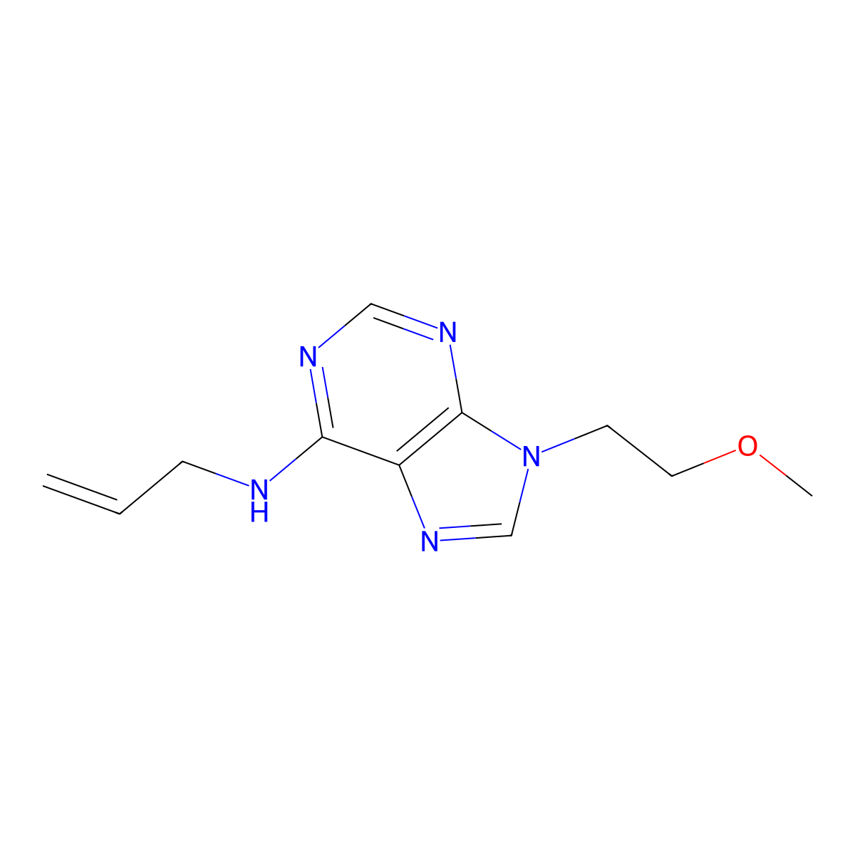 9-(2-methoxyethyl)-N-(prop-2-en-1-yl)-9H-purin-6-amine molecular structure, CAS 2877652-06-5