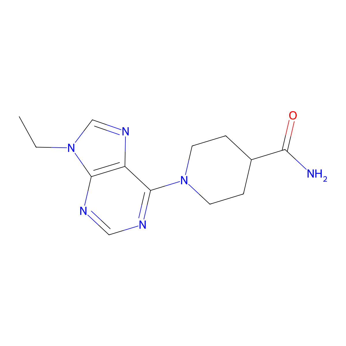 1-(9-ethyl-9H-purin-6-yl)piperidine-4-carboxamide molecular structure, CAS 2877652-11-2