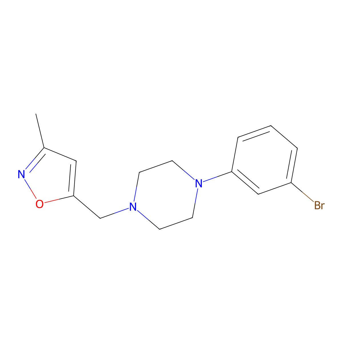 1-(3-Bromophenyl)-4-[(3-methyl-1,2-oxazol-5-yl)methyl]piperazine molecular structure, CAS 2877652-12-3