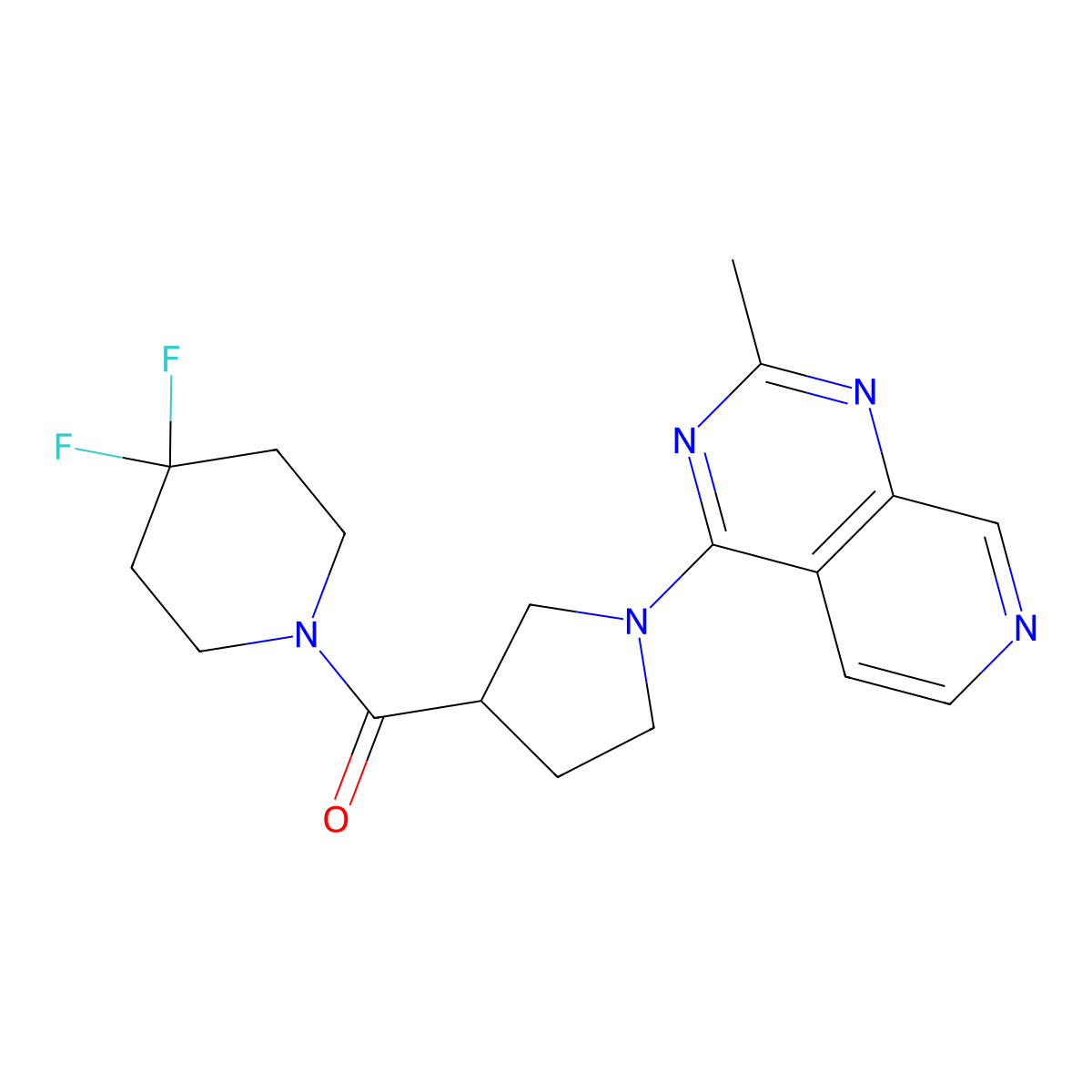 4,4-Difluoro-1-(1-{2-methylpyrido[3,4-d]pyrimidin-4-yl}pyrrolidine-3-carbonyl)piperidine molecular structure, CAS 2877652-14-5