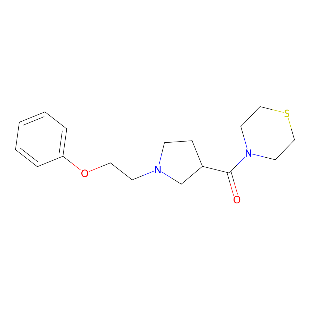 4-[1-(2-Phenoxyethyl)pyrrolidine-3-carbonyl]thiomorpholine molecular structure, CAS 2877652-17-8