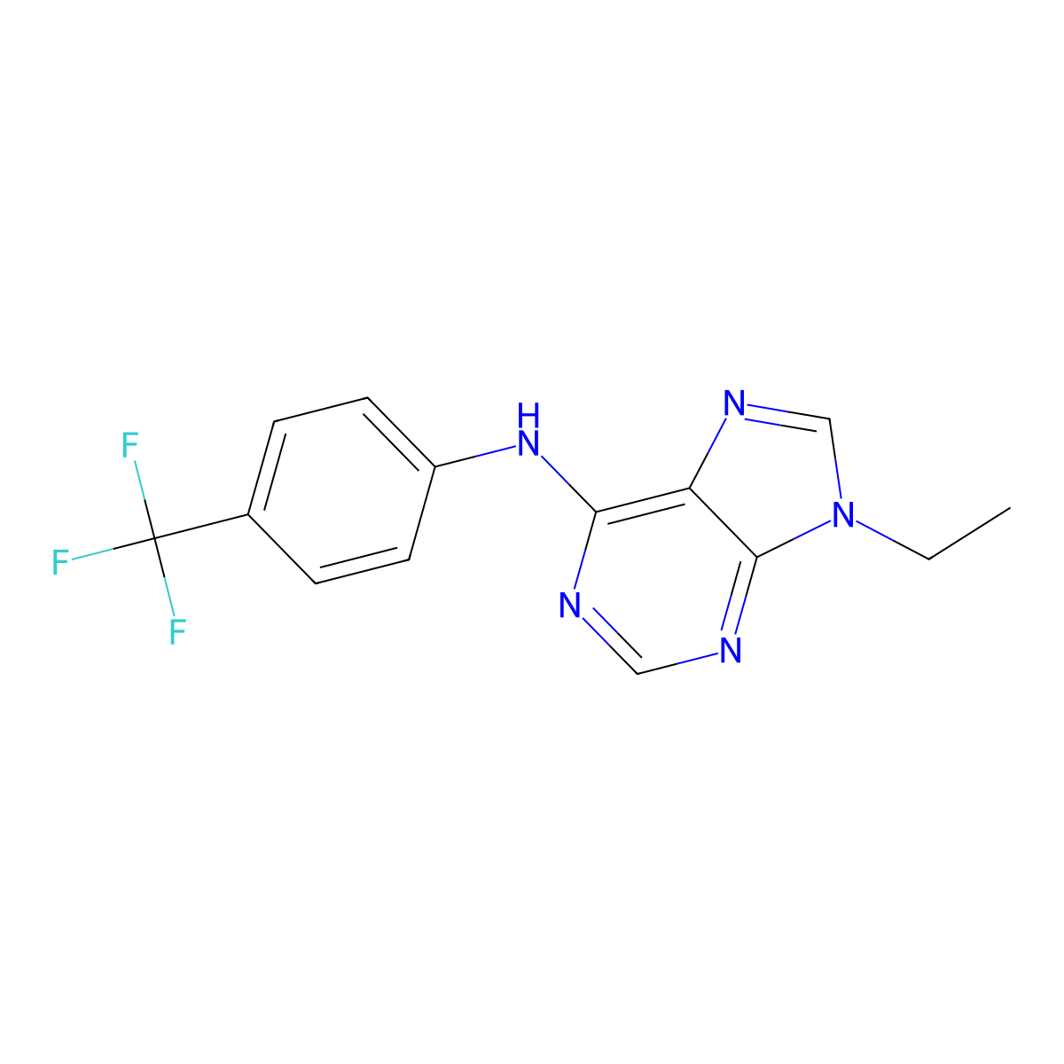 9-ethyl-N-[4-(trifluoromethyl)phenyl]-9H-purin-6-amine molecular structure, CAS 2877652-30-5