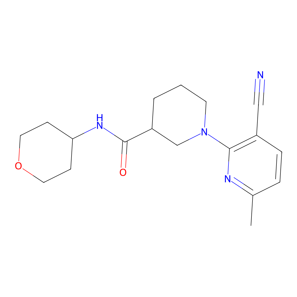 1-(3-cyano-6-methylpyridin-2-yl)-N-(oxan-4-yl)piperidine-3-carboxamide molecular structure, CAS 2877652-35-0
