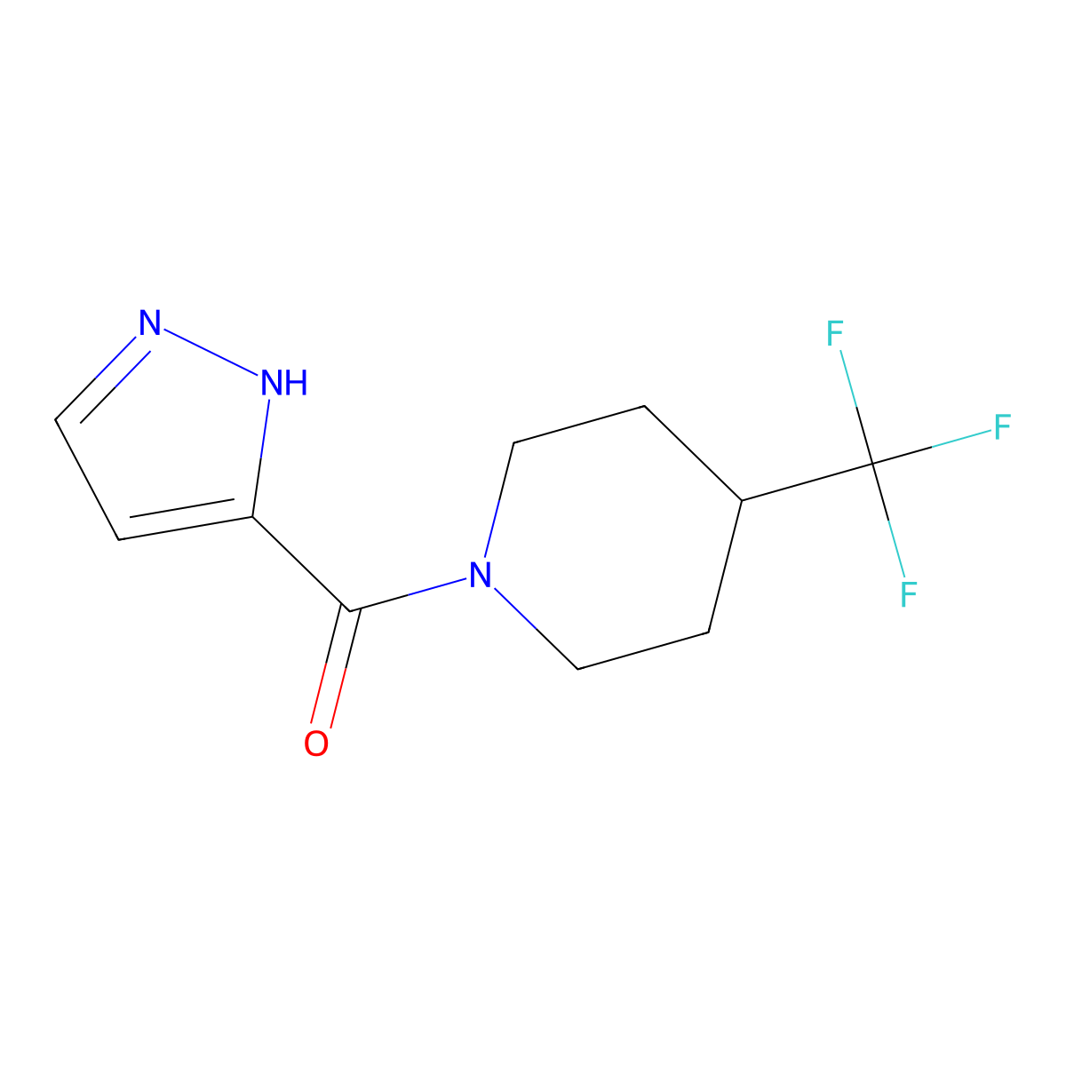 1-(1H-pyrazole-3-carbonyl)-4-(trifluoromethyl)piperidine molecular structure, CAS 2877652-36-1