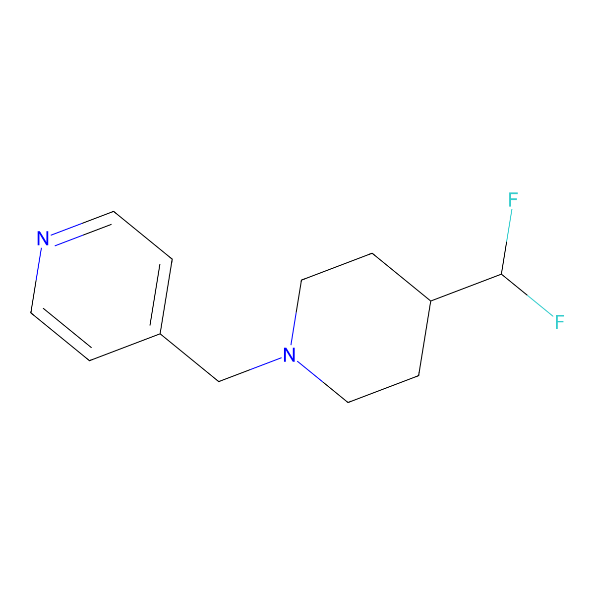 4-{[4-(Difluoromethyl)piperidin-1-yl]methyl}pyridine molecular structure, CAS 2877652-41-8