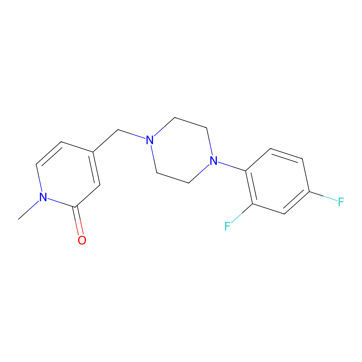 4-{[4-(2,4-Difluorophenyl)piperazin-1-yl]methyl}-1-methyl-1,2-dihydropyridin-2-one molecular structure, CAS 2877652-42-9
