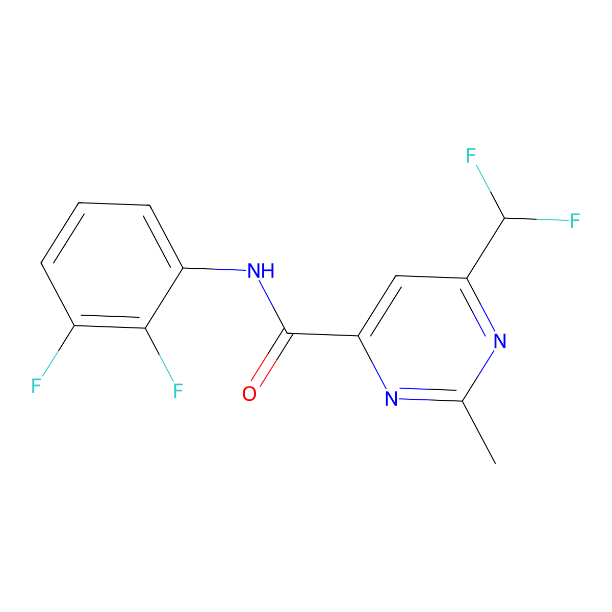 6-(difluoromethyl)-N-(2,3-difluorophenyl)-2-methylpyrimidine-4-carboxamide molecular structure, CAS 2877652-47-4