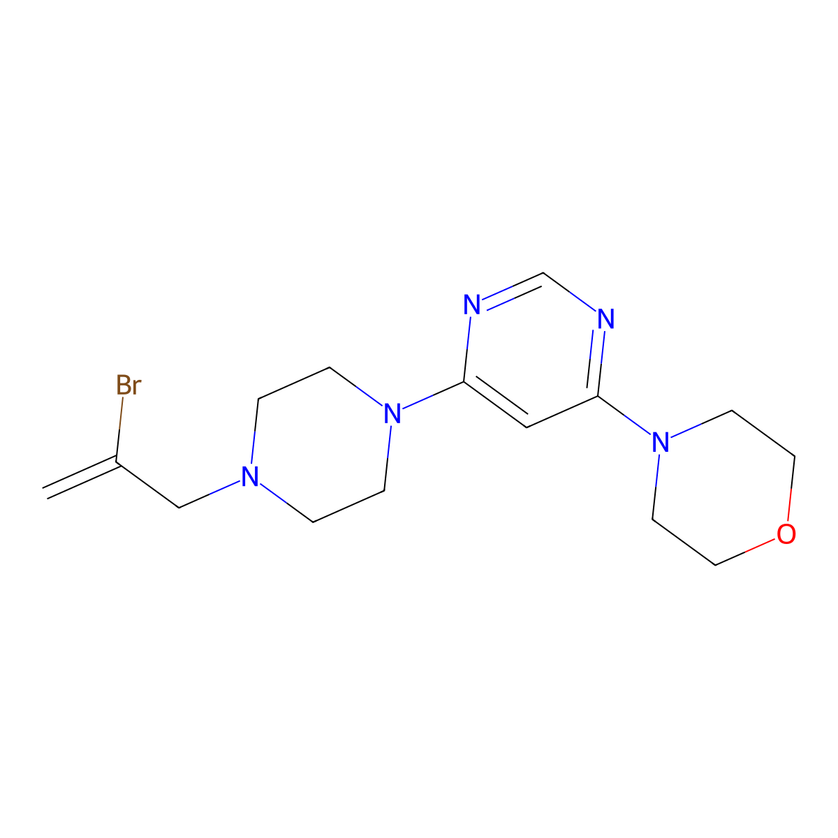 4-{6-[4-(2-Bromoprop-2-en-1-yl)piperazin-1-yl]pyrimidin-4-yl}morpholine molecular structure, CAS 2877652-54-3