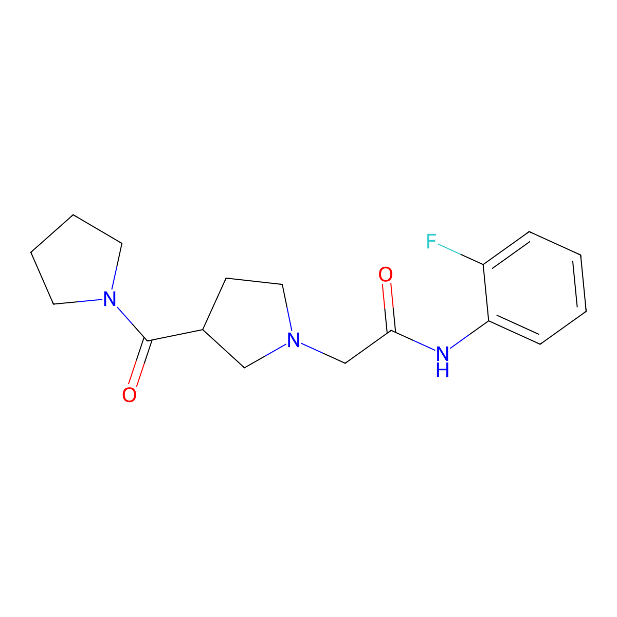 N-(2-fluorophenyl)-2-[3-(pyrrolidine-1-carbonyl)pyrrolidin-1-yl]acetamide molecular structure, CAS 2877652-59-8