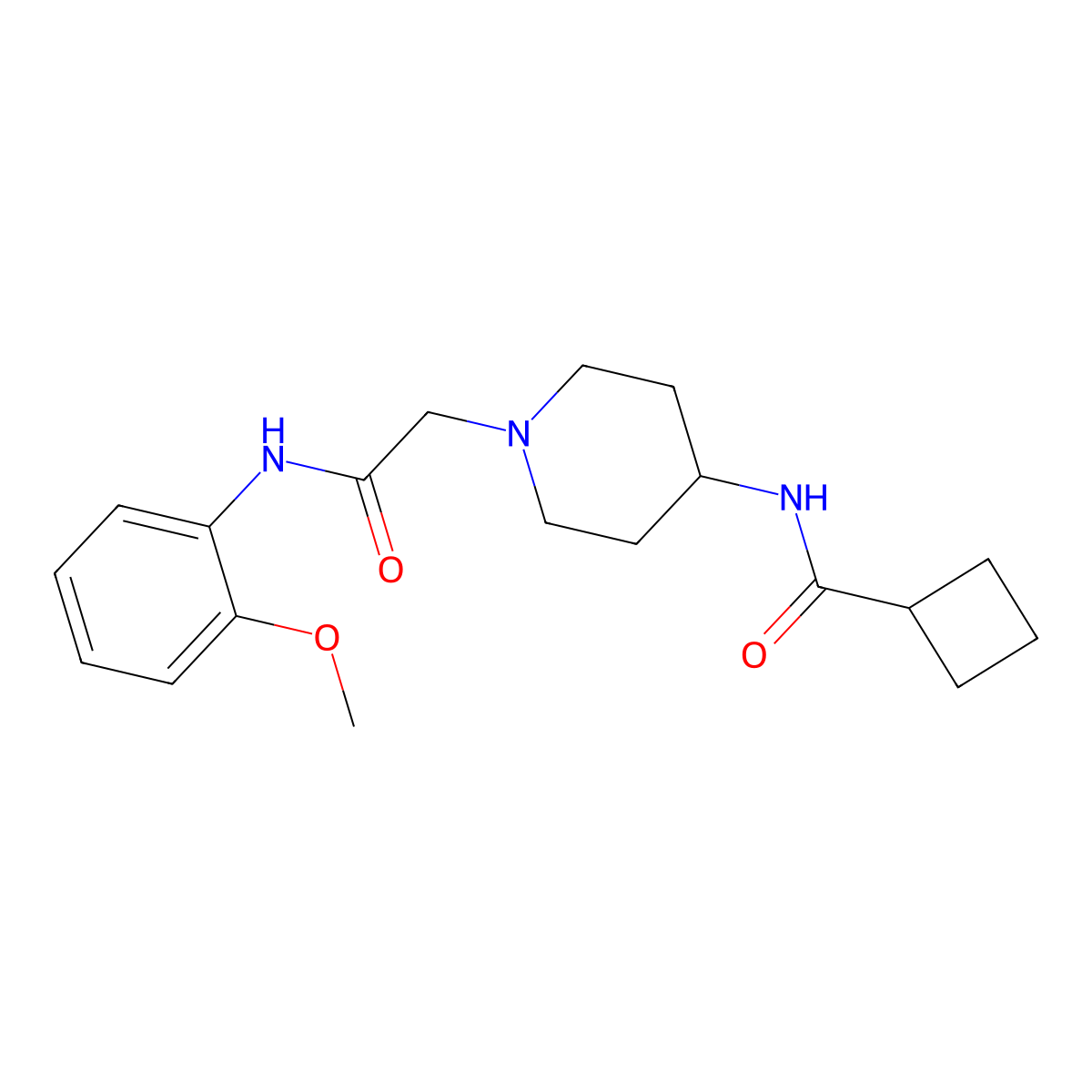 N-(1-{[(2-methoxyphenyl)carbamoyl]methyl}piperidin-4-yl)cyclobutanecarboxamide molecular structure, CAS 2877652-65-6