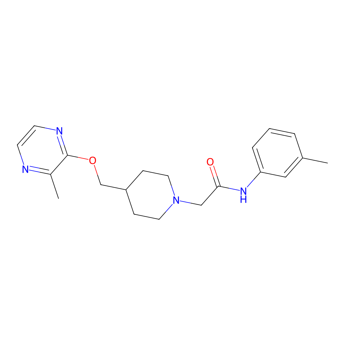 N-(3-methylphenyl)-2-(4-{[(3-methylpyrazin-2-yl)oxy]methyl}piperidin-1-yl)acetamide molecular structure, CAS 2877652-73-6