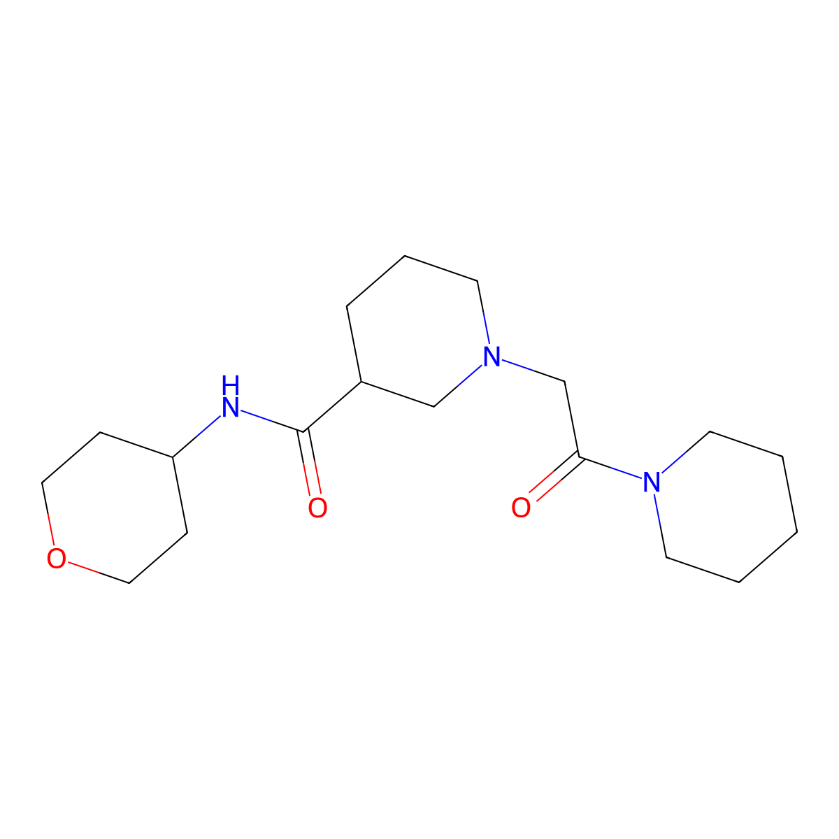N-(oxan-4-yl)-1-[2-oxo-2-(piperidin-1-yl)ethyl]piperidine-3-carboxamide molecular structure, CAS 2877652-75-8