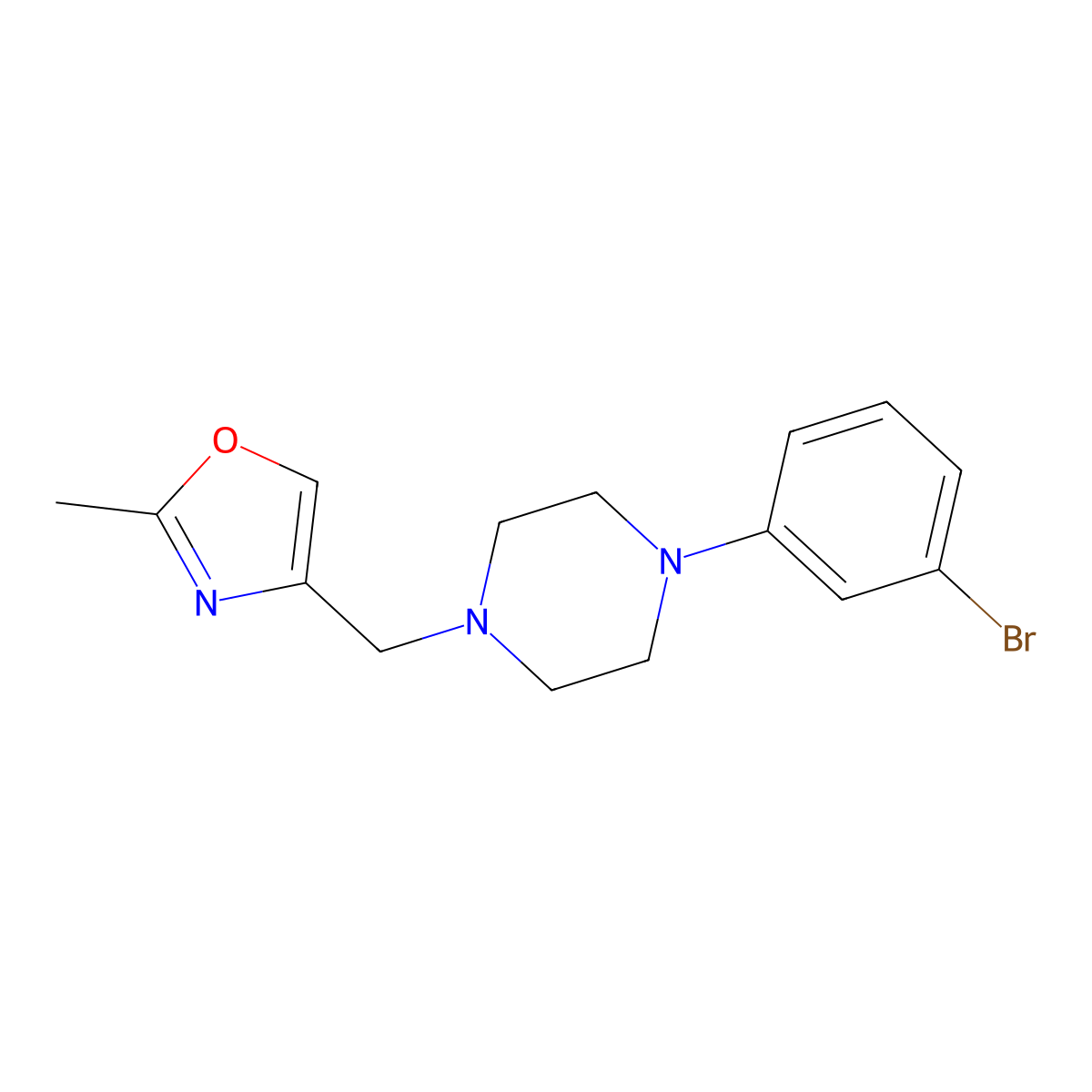1-(3-Bromophenyl)-4-[(2-methyl-1,3-oxazol-4-yl)methyl]piperazine molecular structure, CAS 2877652-76-9