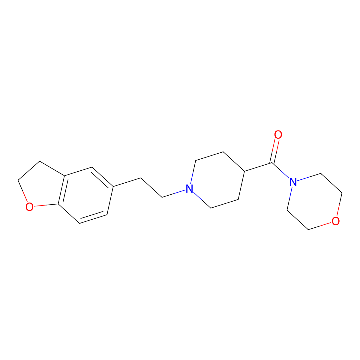 4-{1-[2-(2,3-Dihydro-1-benzofuran-5-yl)ethyl]piperidine-4-carbonyl}morpholine molecular structure, CAS 2877652-86-1