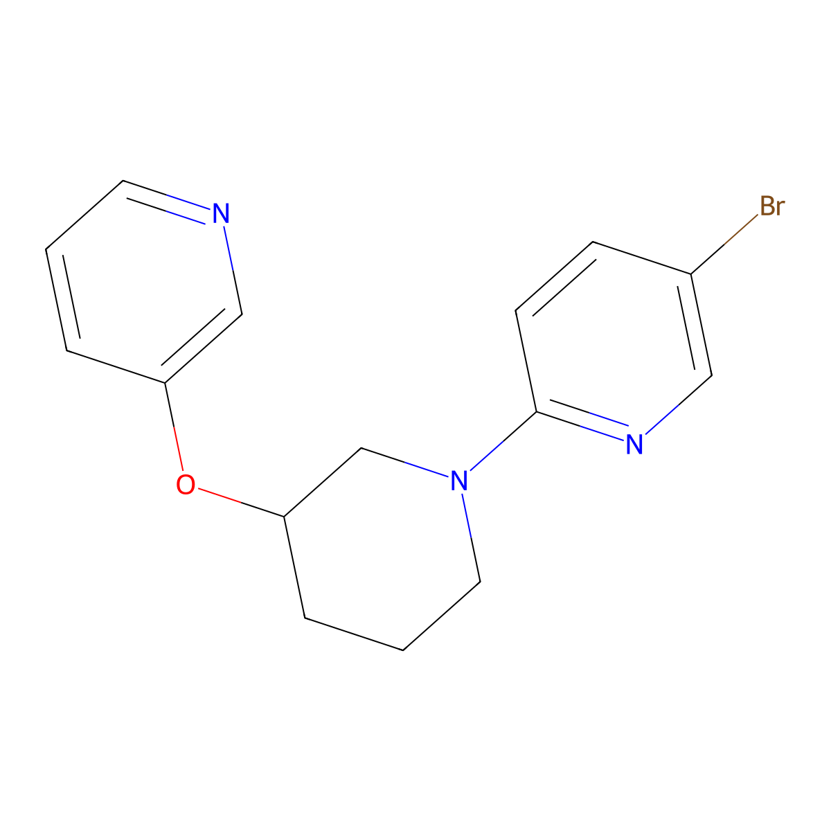 5-Bromo-2-[3-(pyridin-3-yloxy)piperidin-1-yl]pyridine molecular structure, CAS 2877652-88-3