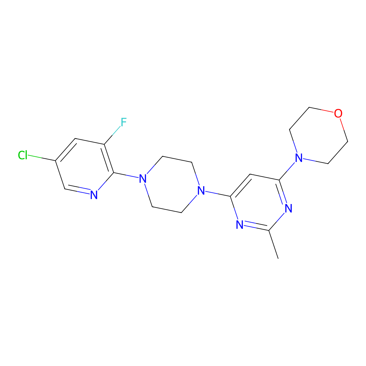 4-{6-[4-(5-Chloro-3-fluoropyridin-2-yl)piperazin-1-yl]-2-methylpyrimidin-4-yl}morpholine molecular structure, CAS 2877652-93-0