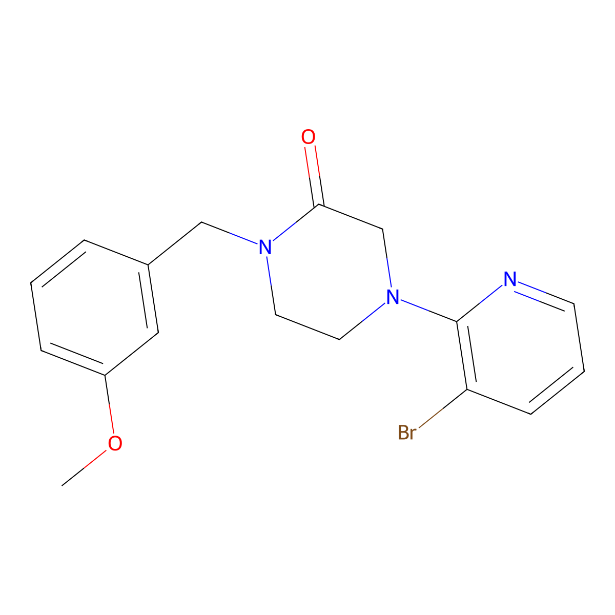 4-(3-Bromopyridin-2-yl)-1-[(3-methoxyphenyl)methyl]piperazin-2-one molecular structure, CAS 2877652-96-3