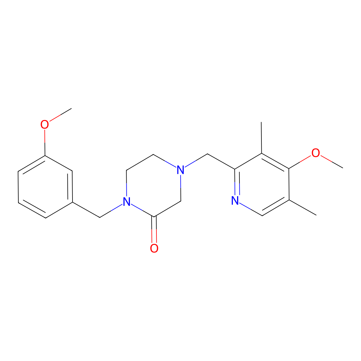 4-[(4-Methoxy-3,5-dimethylpyridin-2-yl)methyl]-1-[(3-methoxyphenyl)methyl]piperazin-2-one molecular structure, CAS 2877653-13-7