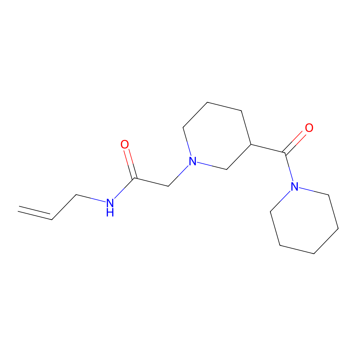 2-[3-(piperidine-1-carbonyl)piperidin-1-yl]-N-(prop-2-en-1-yl)acetamide molecular structure, CAS 2877653-18-2