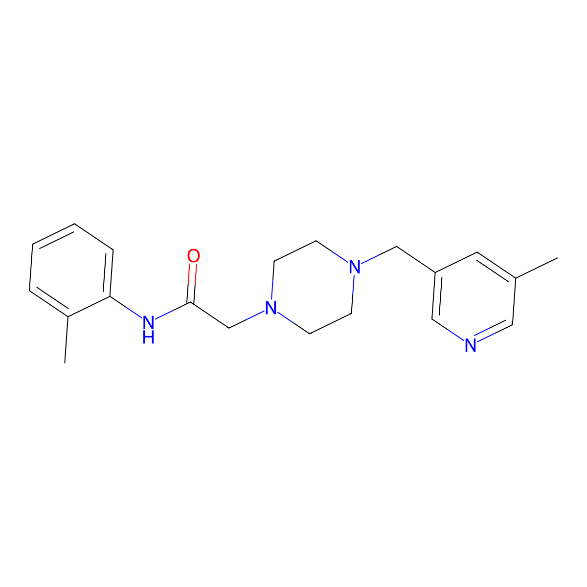 N-(2-methylphenyl)-2-{4-[(5-methylpyridin-3-yl)methyl]piperazin-1-yl}acetamide molecular structure, CAS 2877653-25-1