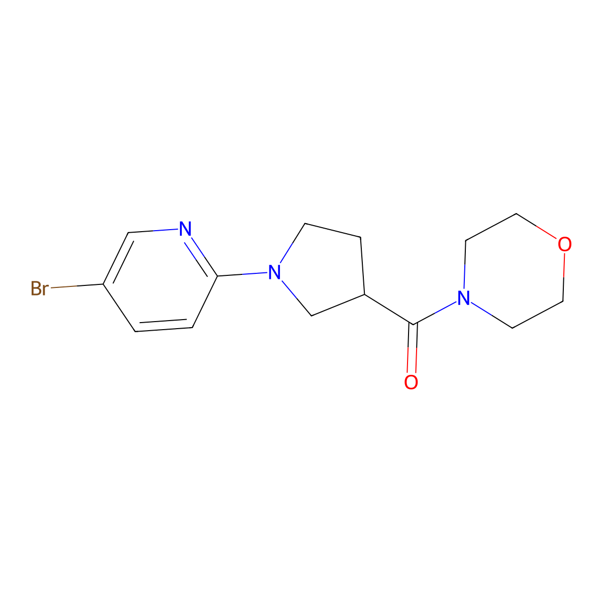 4-[1-(5-Bromopyridin-2-yl)pyrrolidine-3-carbonyl]morpholine molecular structure, CAS 2877653-26-2