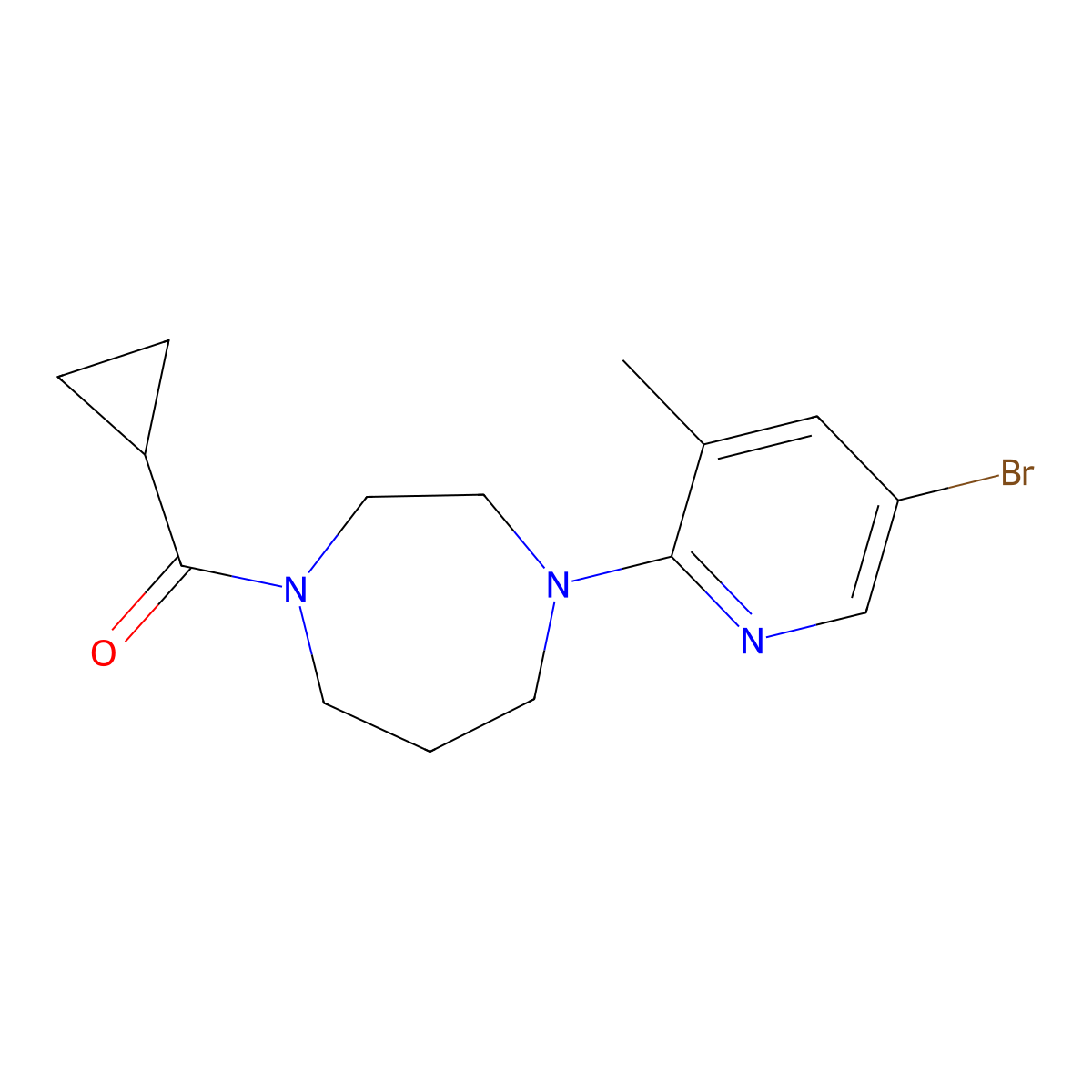 1-(5-Bromo-3-methylpyridin-2-yl)-4-cyclopropanecarbonyl-1,4-diazepane molecular structure, CAS 2877653-27-3