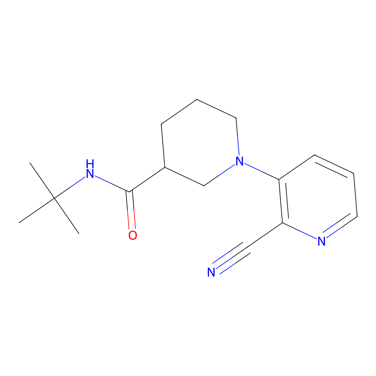 N-tert-butyl-1-(2-cyanopyridin-3-yl)piperidine-3-carboxamide molecular structure, CAS 2877653-29-5