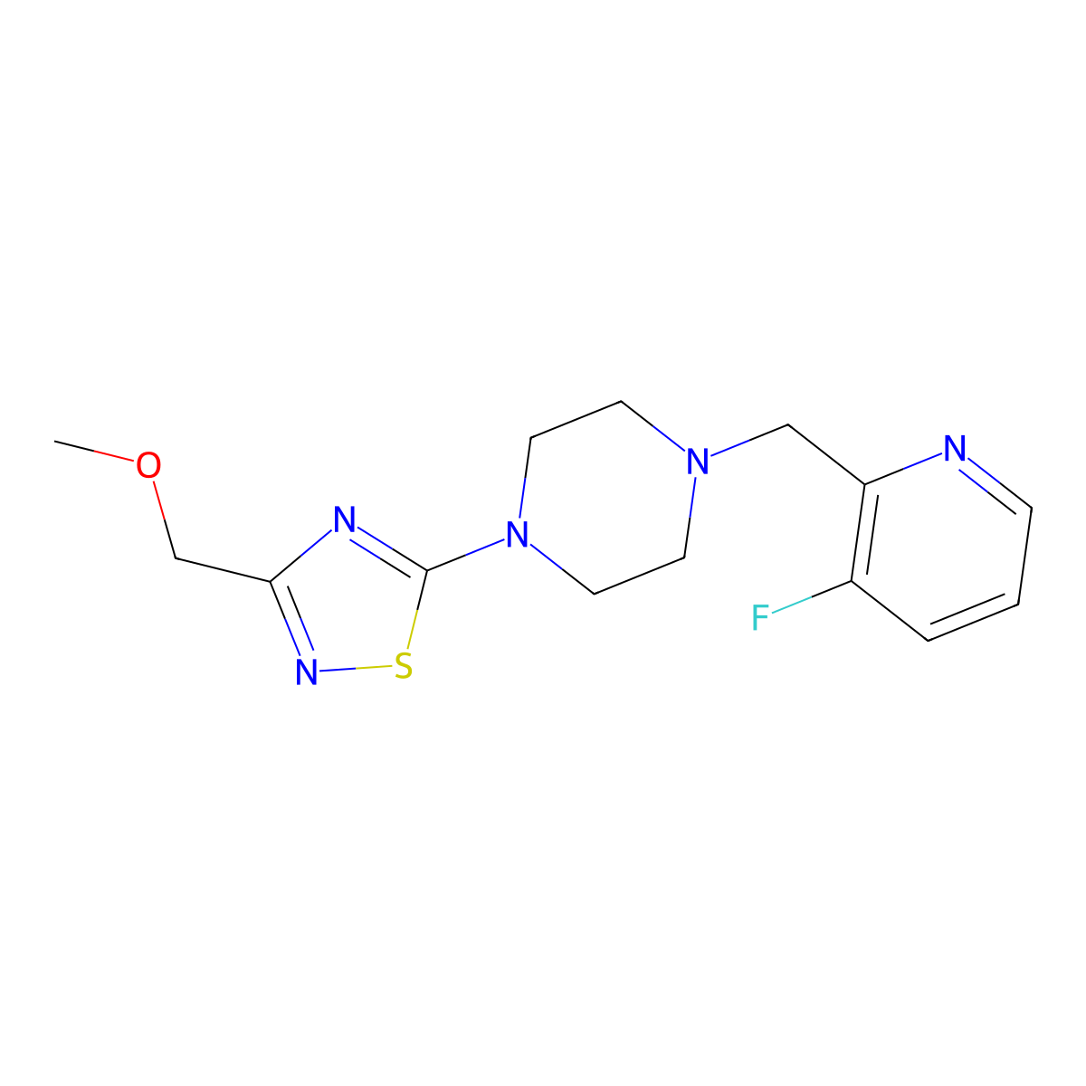 1-[(3-Fluoropyridin-2-yl)methyl]-4-[3-(methoxymethyl)-1,2,4-thiadiazol-5-yl]piperazine molecular structure, CAS 2877653-37-5
