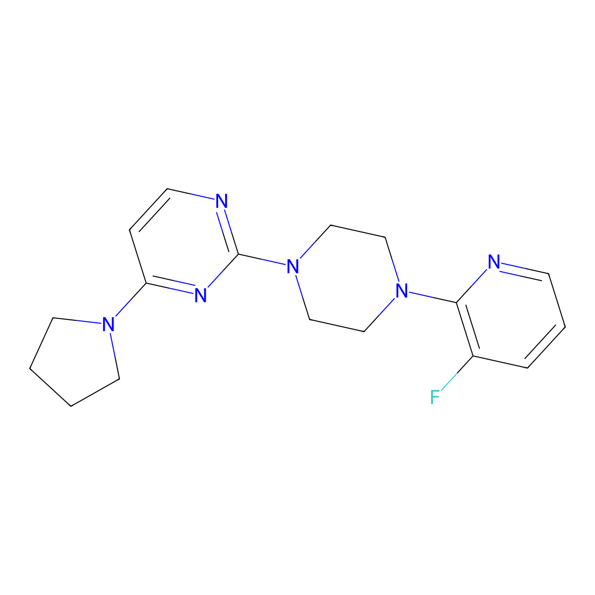 2-[4-(3-Fluoropyridin-2-yl)piperazin-1-yl]-4-(pyrrolidin-1-yl)pyrimidine molecular structure, CAS 2877653-39-7