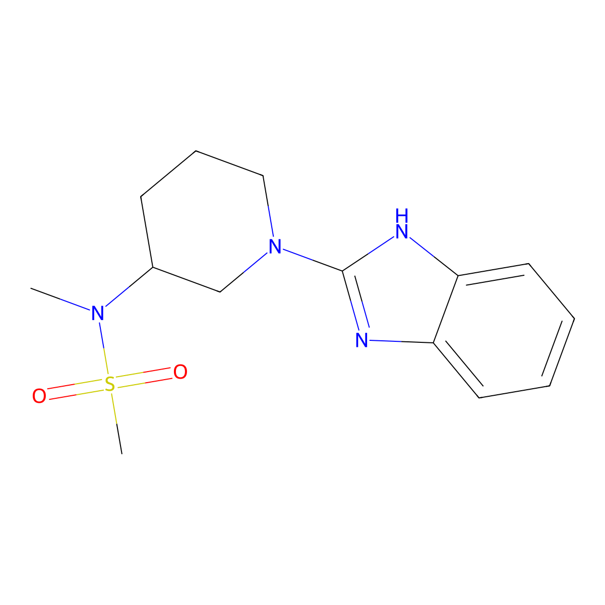 N-[1-(1H-1,3-benzodiazol-2-yl)piperidin-3-yl]-N-methylmethanesulfonamide molecular structure, CAS 2877653-59-1