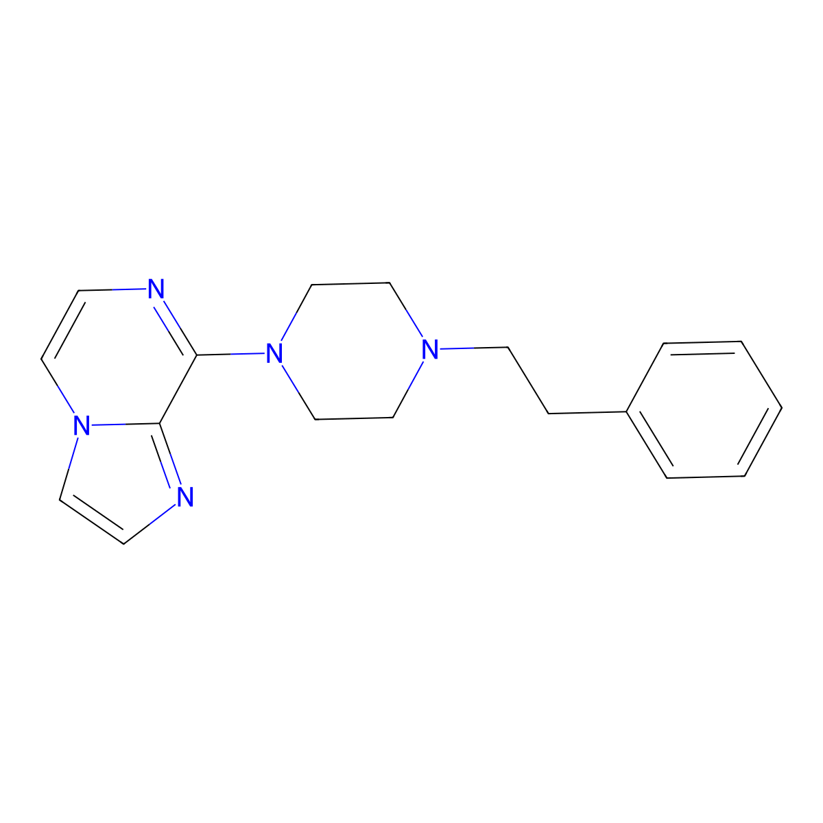 1-{Imidazo[1,2-a]pyrazin-8-yl}-4-(2-phenylethyl)piperazine molecular structure, CAS 2877653-61-5