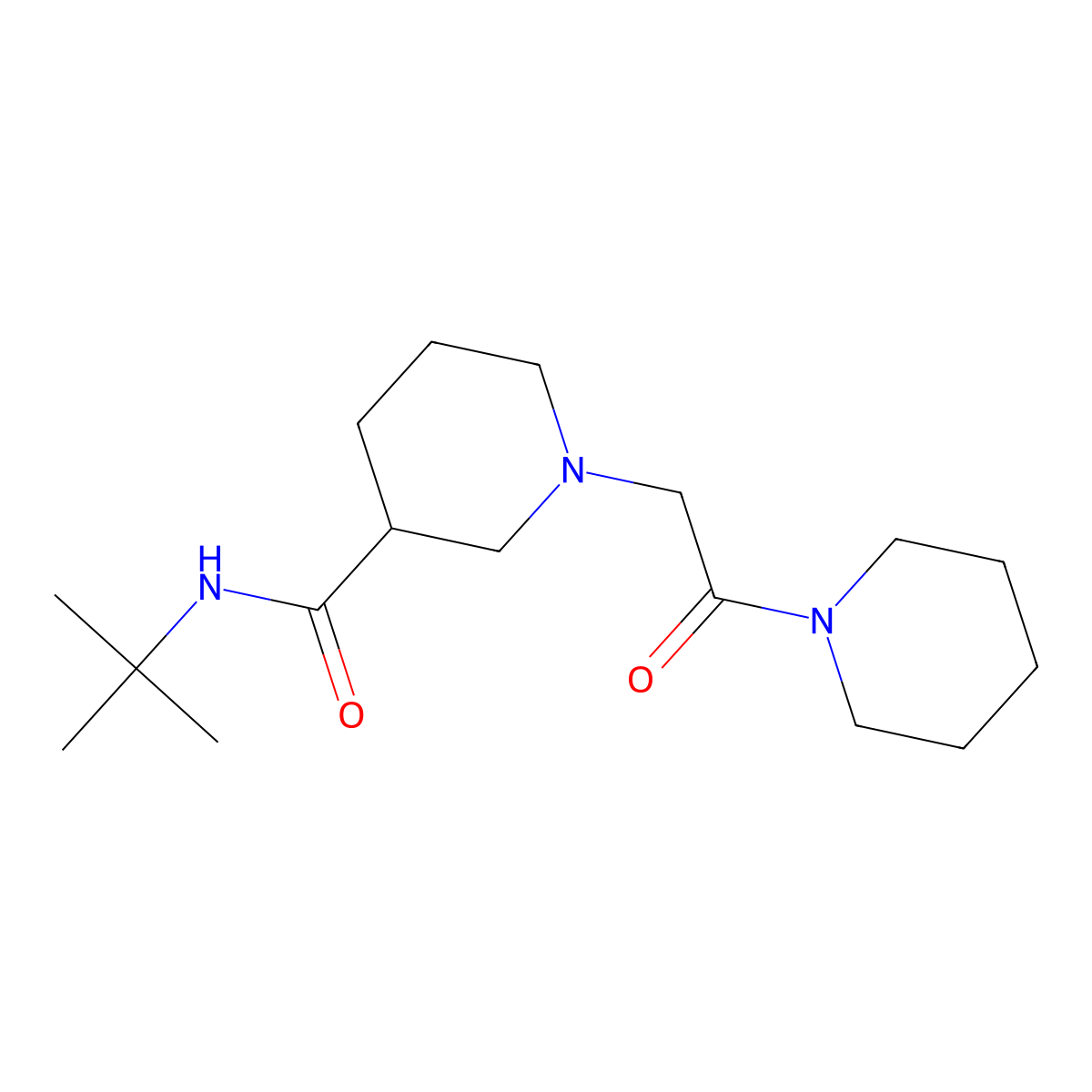 N-tert-butyl-1-[2-oxo-2-(piperidin-1-yl)ethyl]piperidine-3-carboxamide molecular structure, CAS 2877653-67-1