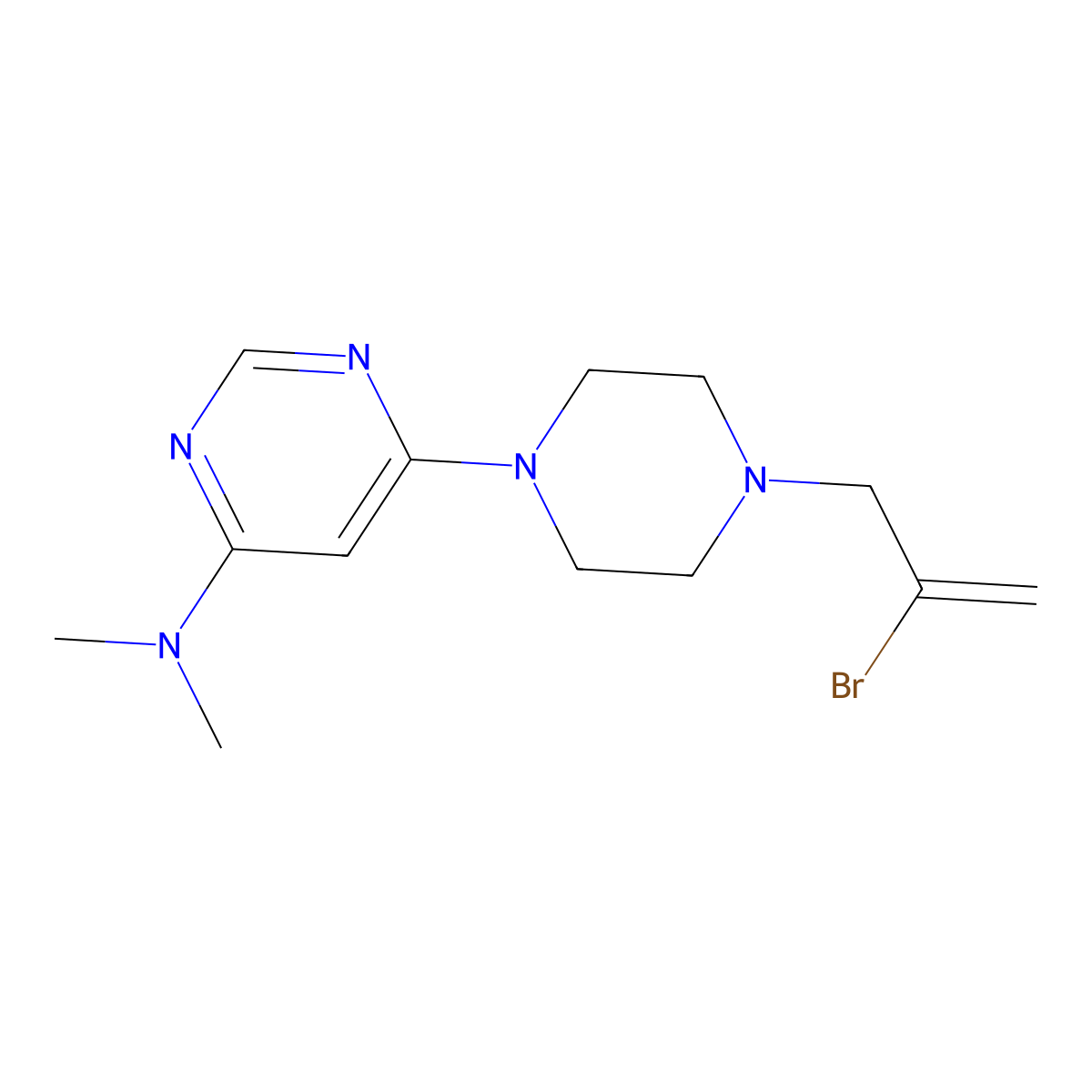6-[4-(2-bromoprop-2-en-1-yl)piperazin-1-yl]-N,N-dimethylpyrimidin-4-amine molecular structure, CAS 2877653-68-2