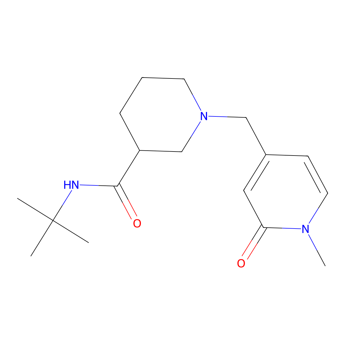 N-tert-butyl-1-[(1-methyl-2-oxo-1,2-dihydropyridin-4-yl)methyl]piperidine-3-carboxamide molecular structure, CAS 2877653-70-6