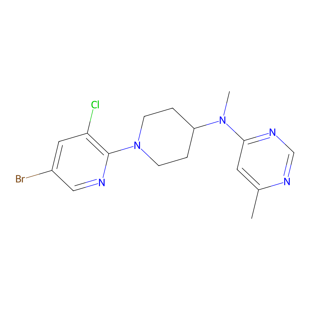 N-[1-(5-bromo-3-chloropyridin-2-yl)piperidin-4-yl]-N,6-dimethylpyrimidin-4-amine molecular structure, CAS 2877653-80-8