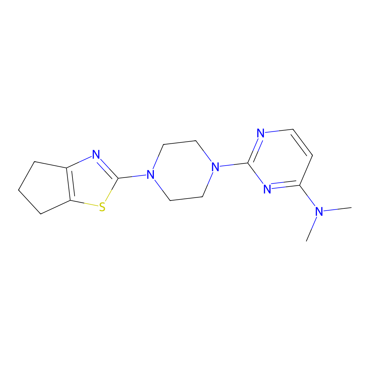 2-(4-{4H,5H,6H-cyclopenta[d][1,3]thiazol-2-yl}piperazin-1-yl)-N,N-dimethylpyrimidin-4-amine molecular structure, CAS 2877653-84-2