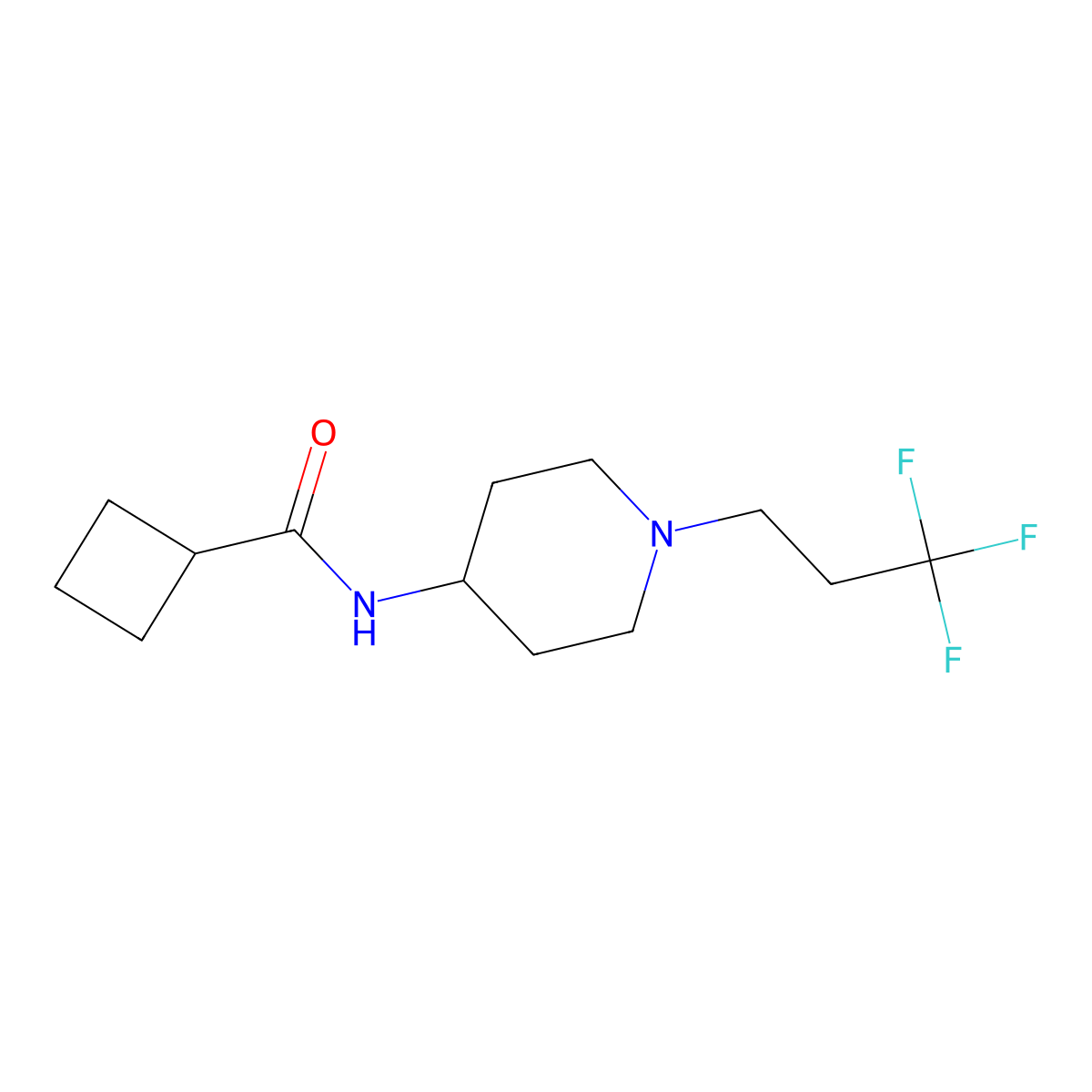 N-[1-(3,3,3-trifluoropropyl)piperidin-4-yl]cyclobutanecarboxamide molecular structure, CAS 2877653-88-6