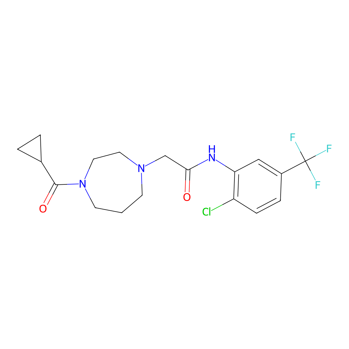 N-[2-chloro-5-(trifluoromethyl)phenyl]-2-(4-cyclopropanecarbonyl-1,4-diazepan-1-yl)acetamide molecular structure, CAS 2877653-89-7