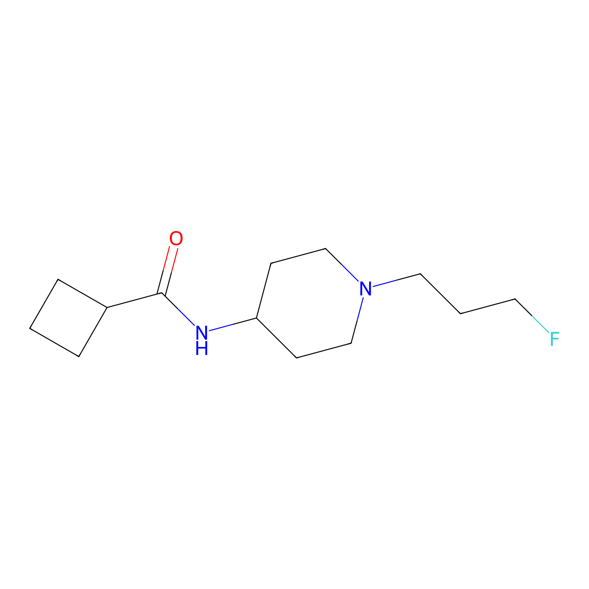 N-[1-(3-fluoropropyl)piperidin-4-yl]cyclobutanecarboxamide molecular structure, CAS 2877653-91-1