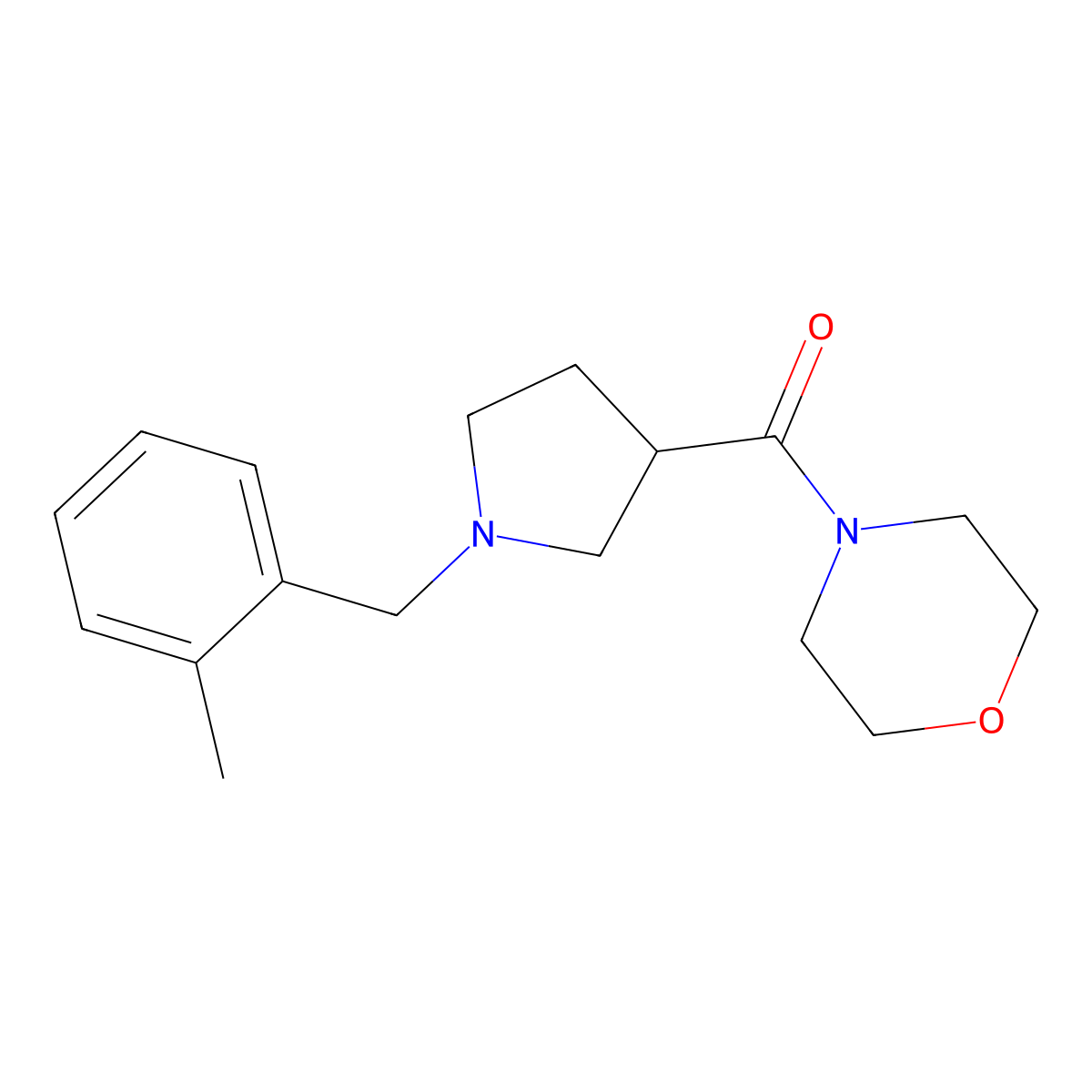 4-{1-[(2-Methylphenyl)methyl]pyrrolidine-3-carbonyl}morpholine molecular structure, CAS 2877653-97-7